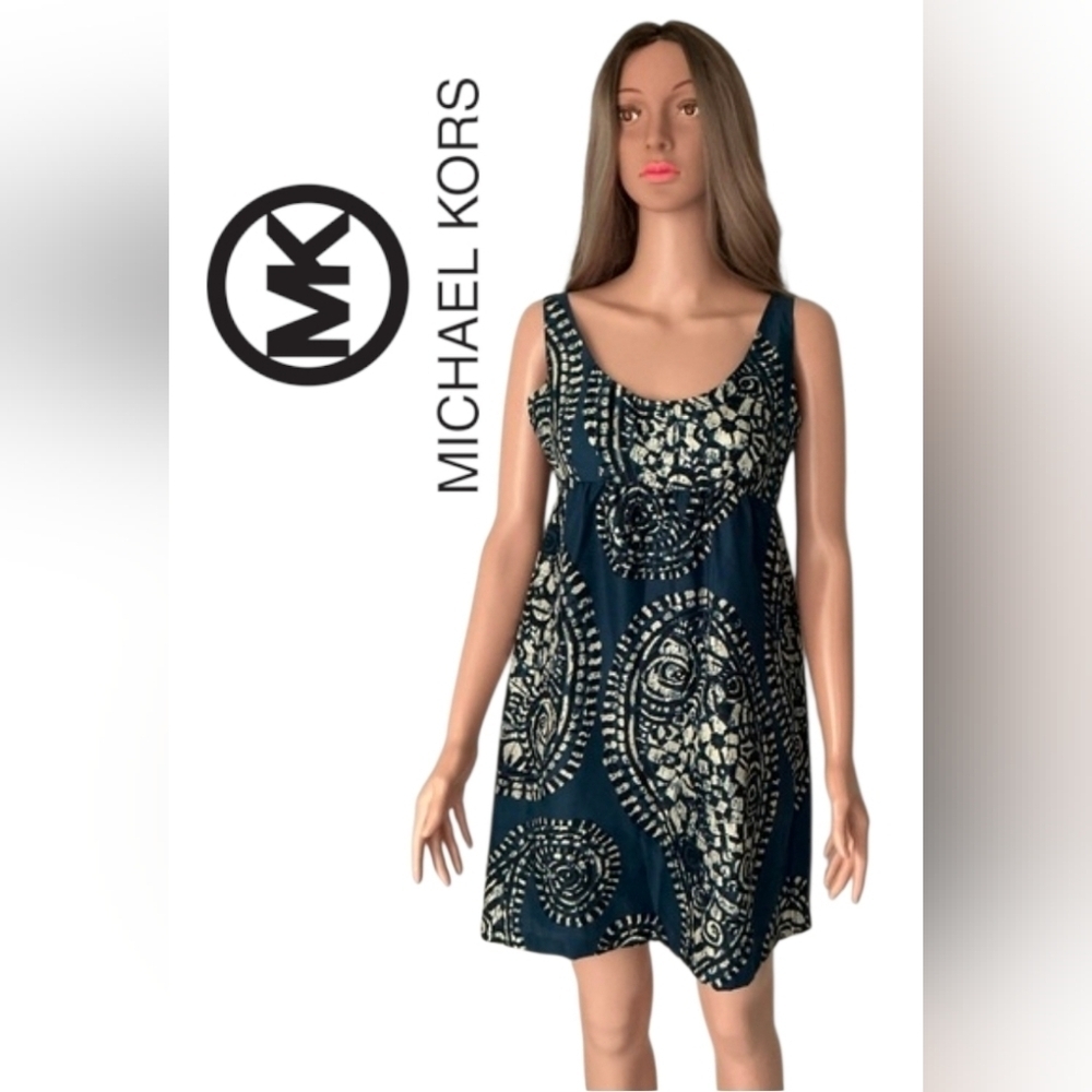 Michael Kors Silk Midnight Blue Paisley Pattern dress size 2P